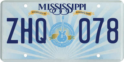 MS license plate ZHQ078