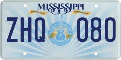 MS license plate ZHQ080