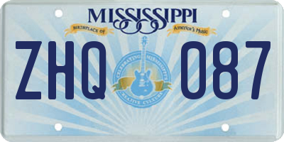 MS license plate ZHQ087