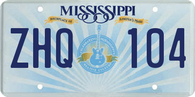 MS license plate ZHQ104