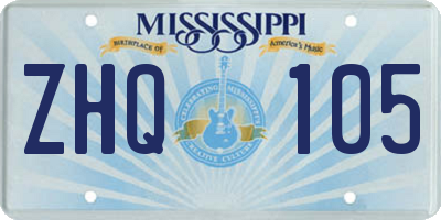 MS license plate ZHQ105