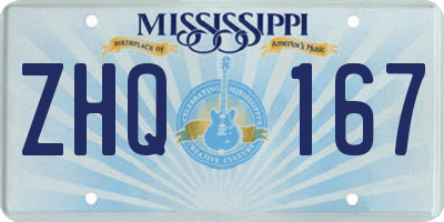 MS license plate ZHQ167