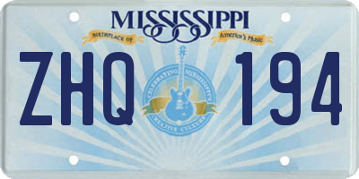 MS license plate ZHQ194