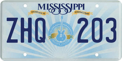 MS license plate ZHQ203