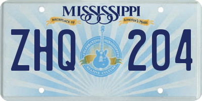 MS license plate ZHQ204