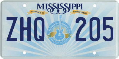 MS license plate ZHQ205
