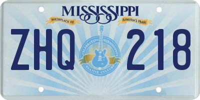 MS license plate ZHQ218