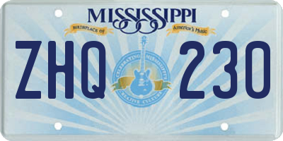 MS license plate ZHQ230