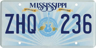 MS license plate ZHQ236