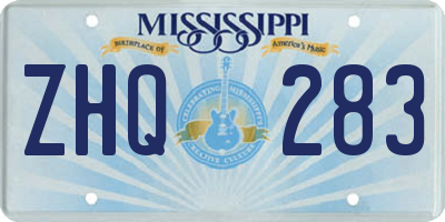 MS license plate ZHQ283