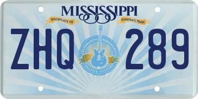 MS license plate ZHQ289