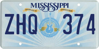 MS license plate ZHQ374