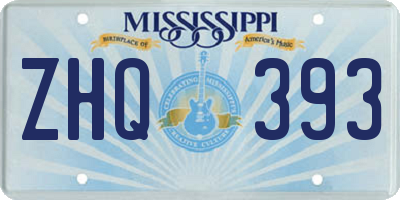 MS license plate ZHQ393