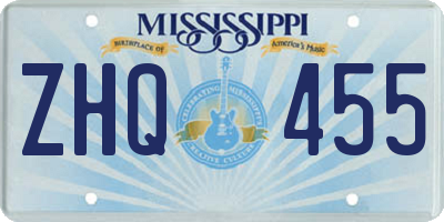 MS license plate ZHQ455