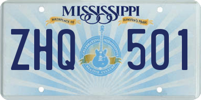 MS license plate ZHQ501
