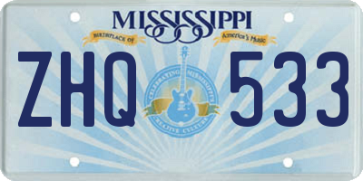 MS license plate ZHQ533