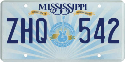 MS license plate ZHQ542