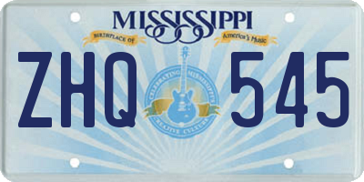 MS license plate ZHQ545