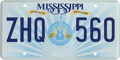 MS license plate ZHQ560