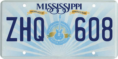 MS license plate ZHQ608