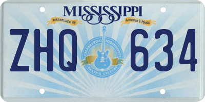 MS license plate ZHQ634