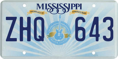 MS license plate ZHQ643