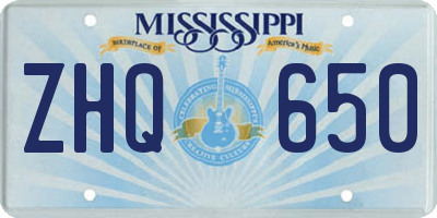 MS license plate ZHQ650