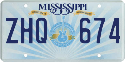 MS license plate ZHQ674