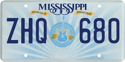 MS license plate ZHQ680
