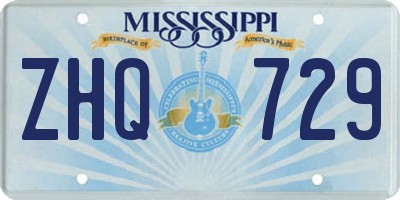 MS license plate ZHQ729