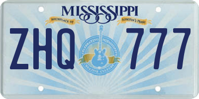 MS license plate ZHQ777