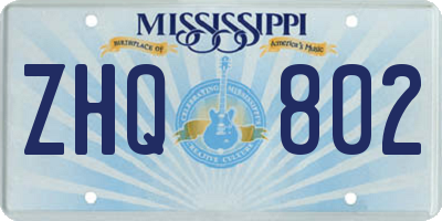 MS license plate ZHQ802