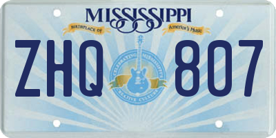 MS license plate ZHQ807