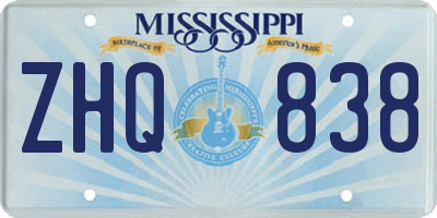 MS license plate ZHQ838