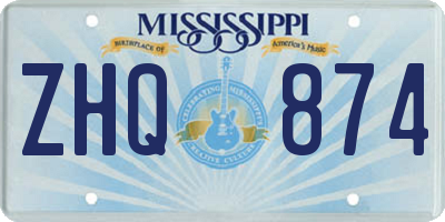 MS license plate ZHQ874