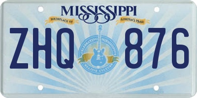 MS license plate ZHQ876