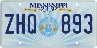 MS license plate ZHQ893