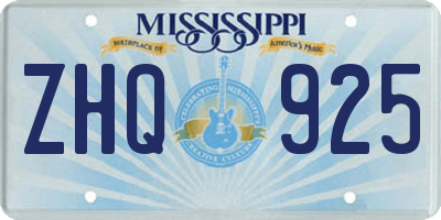 MS license plate ZHQ925
