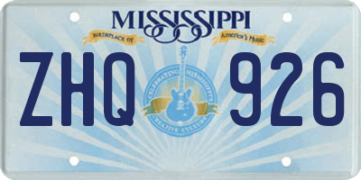 MS license plate ZHQ926