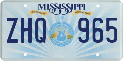 MS license plate ZHQ965