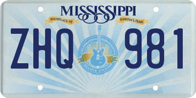 MS license plate ZHQ981