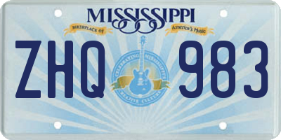 MS license plate ZHQ983