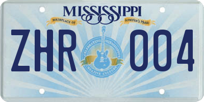 MS license plate ZHR004