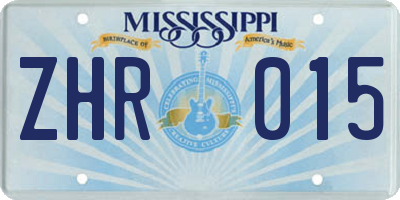 MS license plate ZHR015
