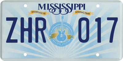 MS license plate ZHR017