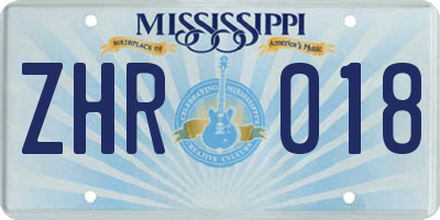 MS license plate ZHR018
