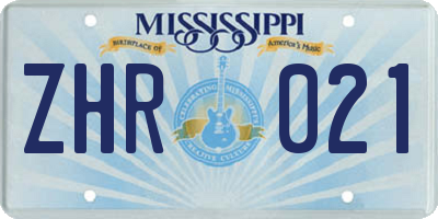 MS license plate ZHR021