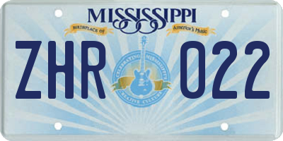 MS license plate ZHR022
