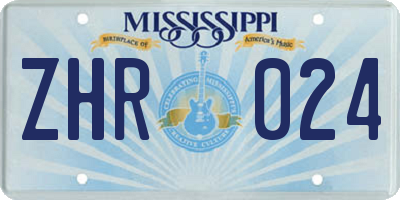MS license plate ZHR024