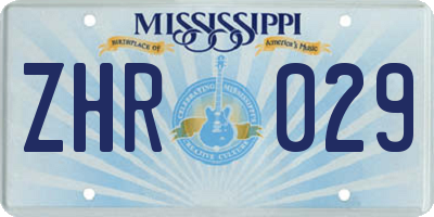 MS license plate ZHR029